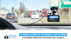 Dashboard camera capturing traffic on busy highway in Florida.