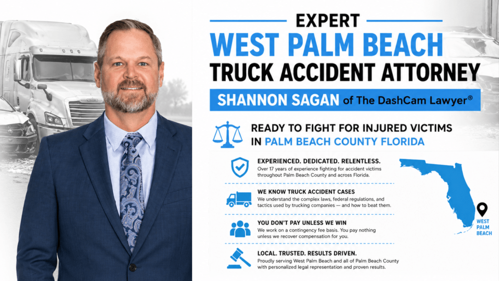Expert West Palm Beach truck accident attorney Shannon Sagan of The DashCam Lawyer ready to fight for injured victims in Palm Beach County Florida