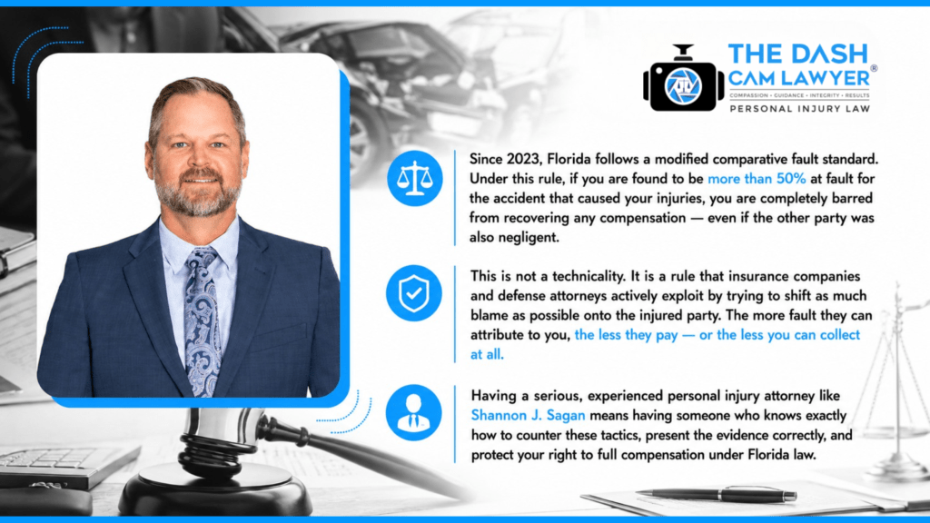 Florida modified comparative fault law explained by personal injury attorney Shannon Sagan of The DashCam Lawyer for injured clients in Palm Beach County