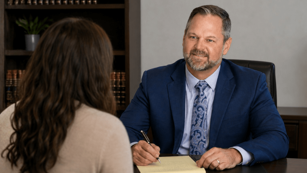 West Palm Beach personal injury lawyer Shannon Sagan, founder of The Dash Cam Lawyer, standing in his Palm Springs Florida law office