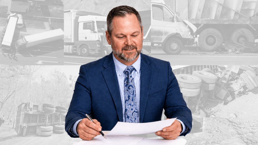 West Palm Beach truck accident attorney Shannon Sagan of The Dash Cam Lawyer reviewing a commercial vehicle accident case in Palm Beach County Florida