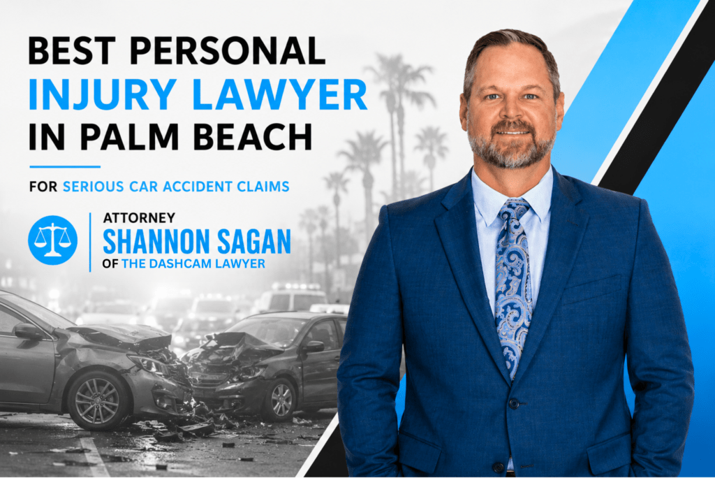 Best personal injury lawyer in Palm Beach for serious car accident claims attorney Shannon Sagan of The DashCam Lawyer at his Palm Springs Florida office