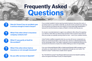 Frequently asked questions about serious car accident personal injury claims in Palm Beach County Florida answered by The DashCam Lawyer attorney Shannon Sagan