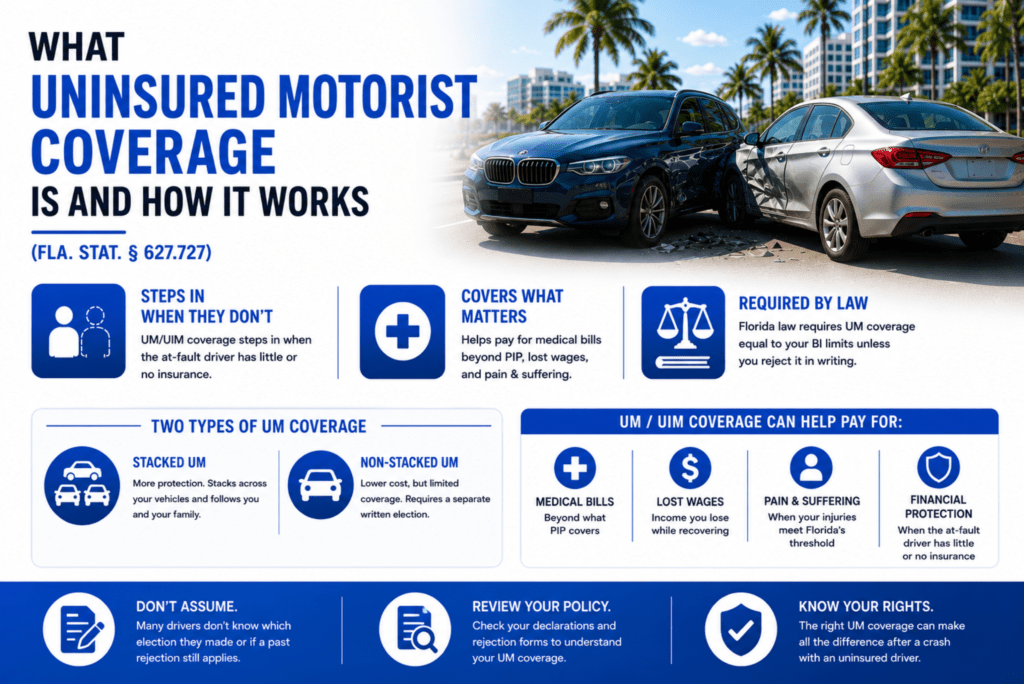 Uninsured motorist coverage infographic for Florida drivers