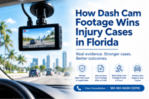 Dash cam footage on Florida highway illustrating how video evidence can support a car accident injury claim